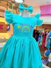 Vestido Arco Irís Bordado Verde Água