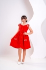 Vestido Botões Vermelho Bordado