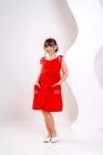 Vestido Botões Vermelho Bordado