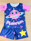 Pijama Manga Curta Planetas