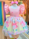 Vestido Encanto Rosa Ursinha Patins