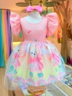 Vestido Encanto Rosa Ursinha Patins