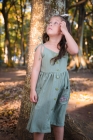 Vestido Bot&otilde;es Verde Oliva Bordaado