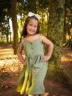 Vestido Bot&otilde;es Verde Oliva Bordaado