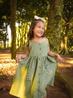 Vestido Bot&otilde;es Verde Oliva Bordaado