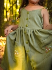 Vestido Bot&otilde;es Verde Oliva Bordaado