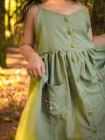 Vestido Bot&otilde;es Verde Oliva Bordaado