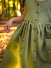 Vestido Bot&otilde;es Verde Oliva Bordaado