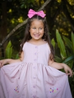 Vestido Bot&otilde;es Rosa Seco Bordaado