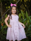 Vestido Bot&otilde;es Rosa Seco Bordaado