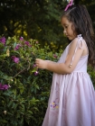 Vestido Bot&otilde;es Rosa Seco Bordaado